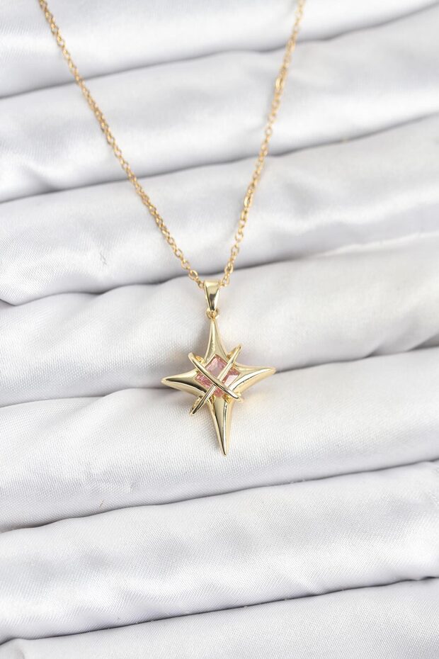 Polar Star Style Women's Necklace with Golden Steel Zircon for Elegant Necks