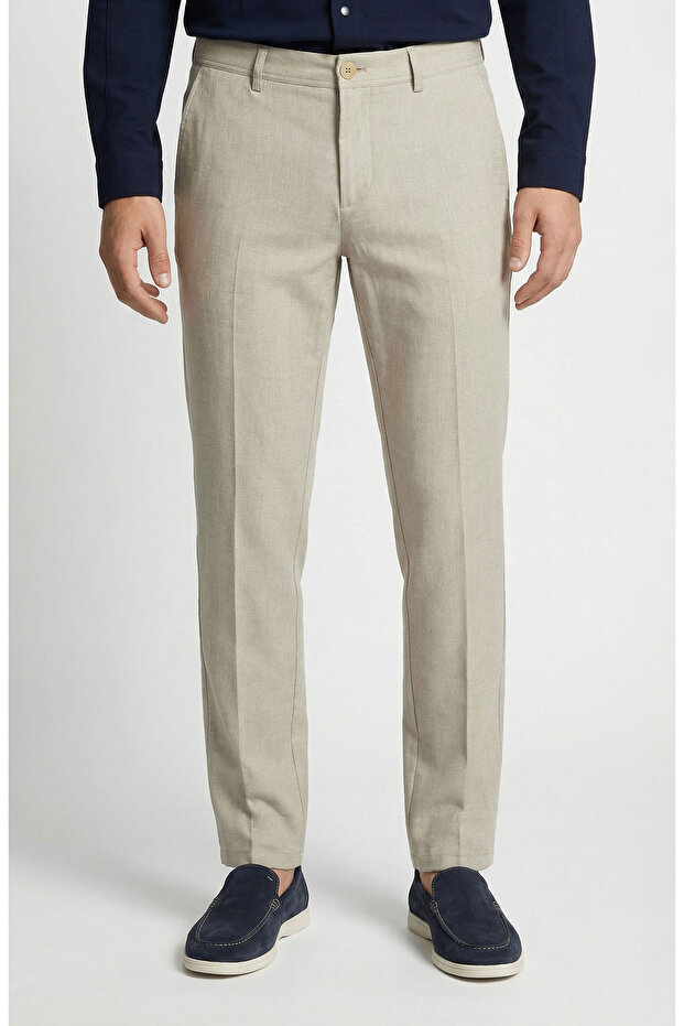 Bej Diyagonal Pantolon - 2