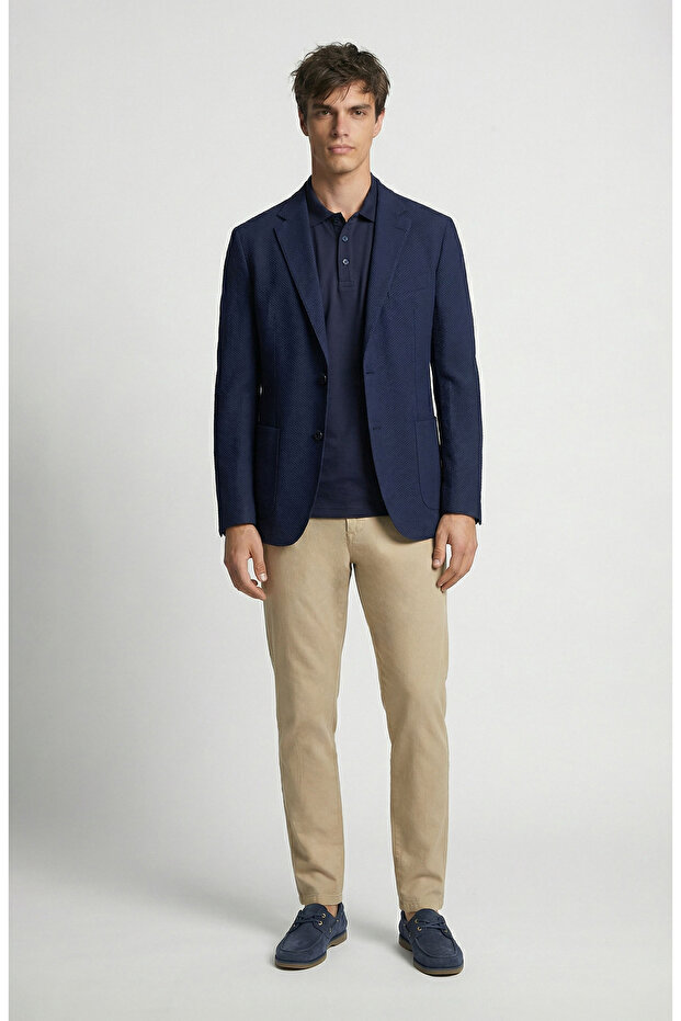 N-Tech Lacivert Çift Yırtmaç Örme Ceket - 2