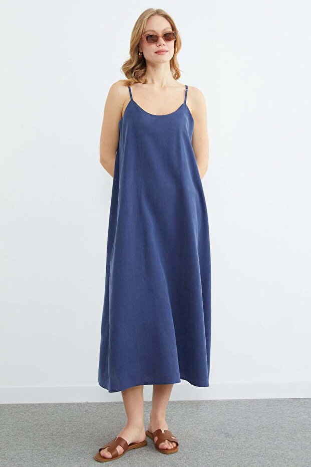 Basic İp Askılı Maxi Boy Elbise - 2