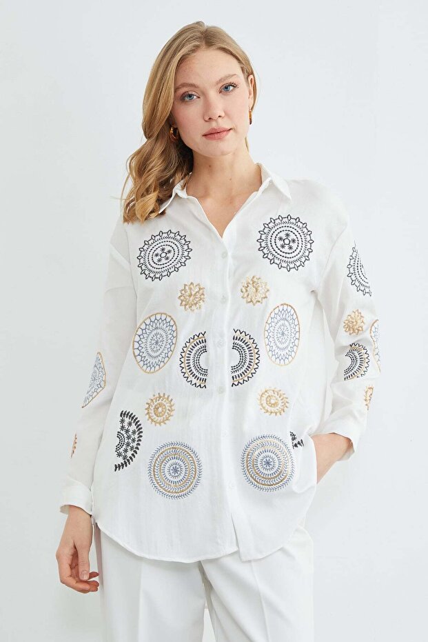 Fullamodest Pullu Nakışlı Gömlek - 2