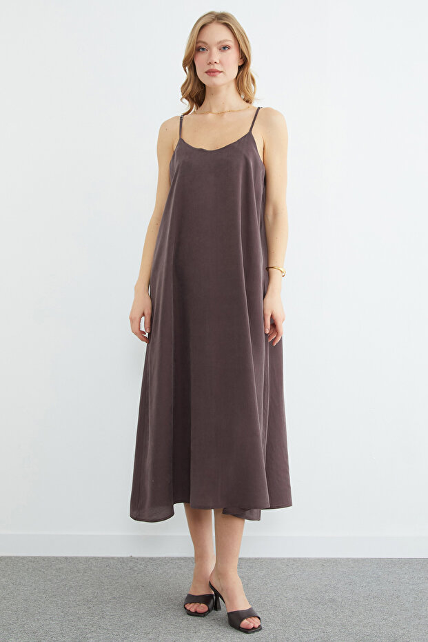 Basic İp Askılı Maxi Boy Elbise - 2