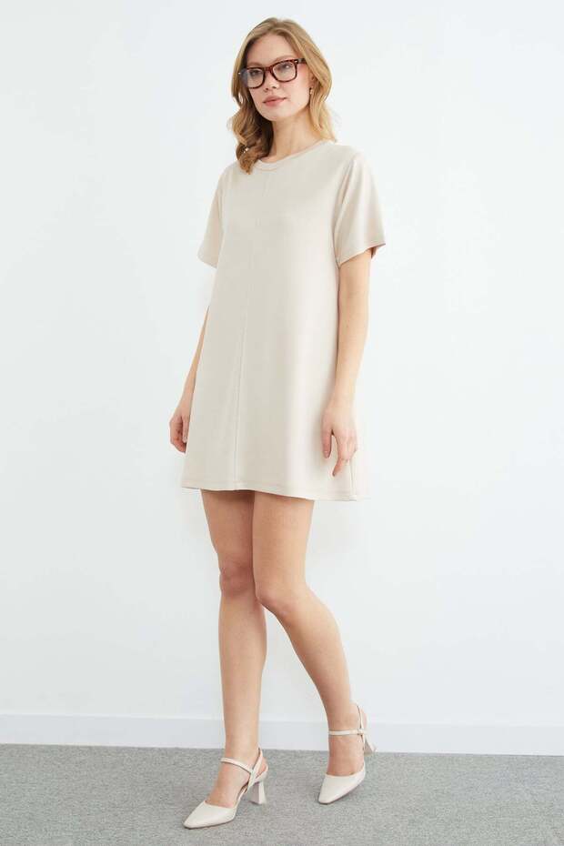 Basic Çimalı Mini Boy Modal Elbise - 4