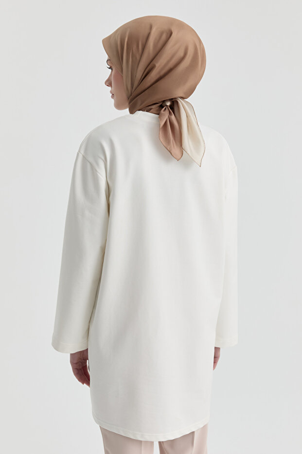 Oversize Bluz - Beyaz - 5