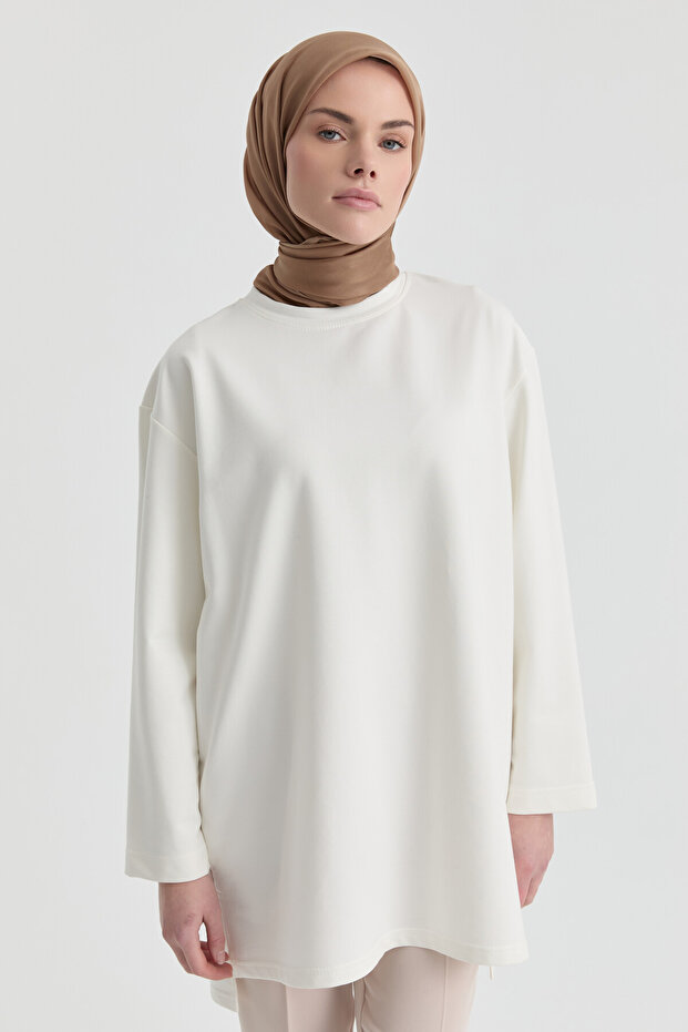 Oversize Bluz - Beyaz - 4