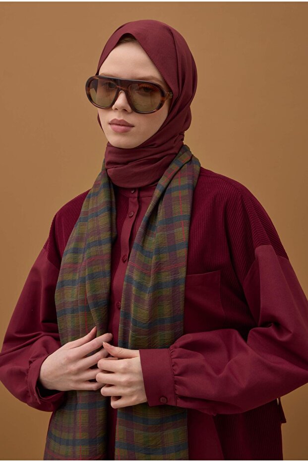 Soft Kraş Şal Bordo - 5