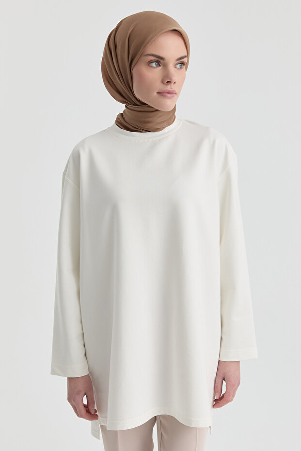 Oversize Bluz - Beyaz - 2