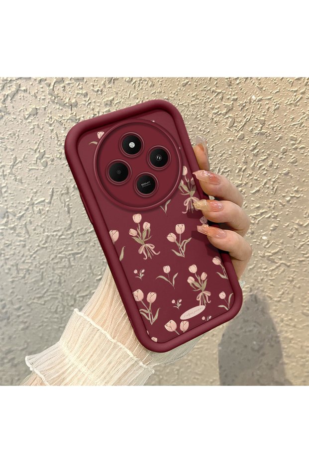 Redmi 14C 4g Compatible, Stylish Floral Pattern Silicone Phone Case