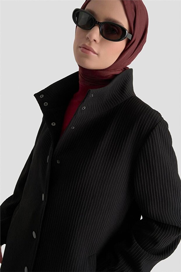 Basic Örme Pardesü Siyah - 5