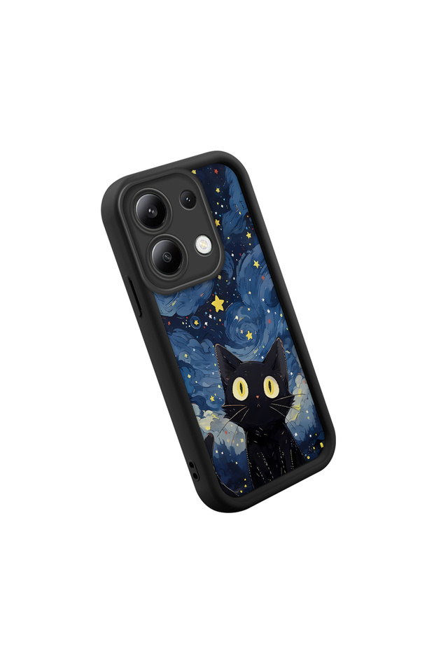 حافظة متوافقة مع هاتف Redmi Note 13 مصنوعة من مادة السيليكون المقاومة للصدمات باللون الأسود ونمط القطط - 3