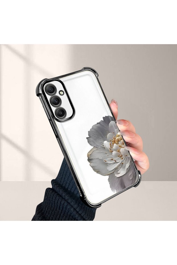 Samsung Galaxy A34 Compatible, Peony Flower Patterned Four-Corner Impact Protection Phone Case