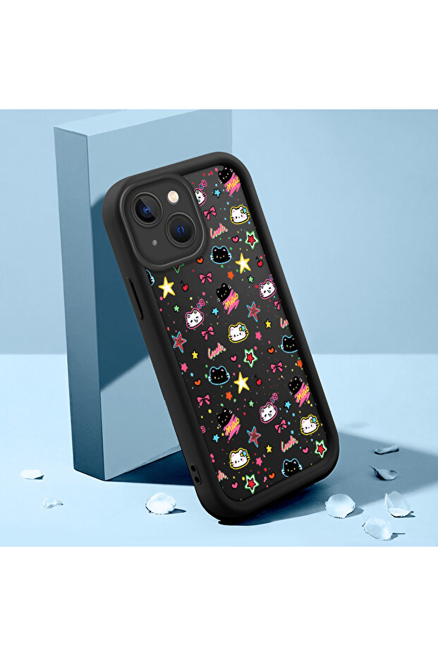 iPhone 13 Compatible Silicone Material Shockproof Black Color Cute Pattern Case - 4