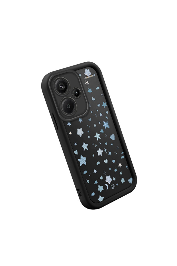 حافظة سوداء من مادة السيليكون المتوافقة مع Redmi Note 13 Pro Plus+ 5G، مقاومة للصدمات، بنمط نجمة - 3