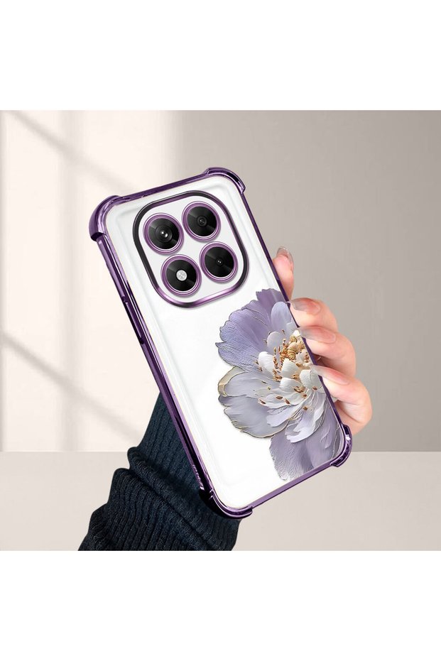 Redmi Note 14 Pro 4g Compatible, Peony Flower Pattern Four-Corner Shock Protection Phone Case