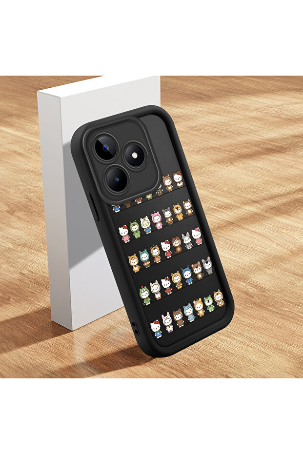 حافظة من مادة السيليكون المتوافقة مع Realme C53، مقاومة للصدمات، باللون الأسود، بنمط كيتي - 3