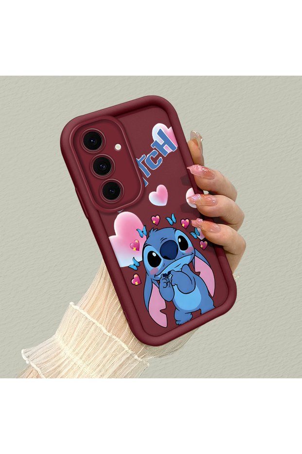 Samsung Galaxy S24 Fe Compatible Burgundy Silicone Shockproof Lens Protected Stitch Pattern Case