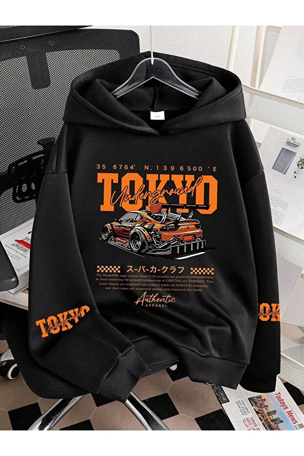 Unisex Character Hooded Sweatshirt - Face and All Surfaces Printed , Comfortable Lace-Up Hooded