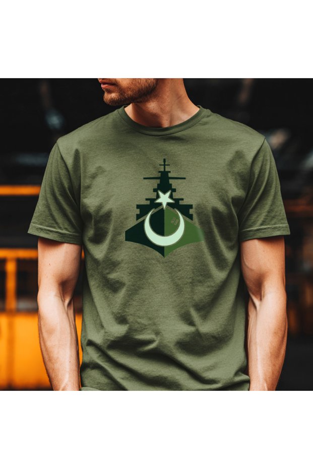 Sailor-Military Co Digital Printed Cotton Crew Neck T-Shirt Khaki - Khaki