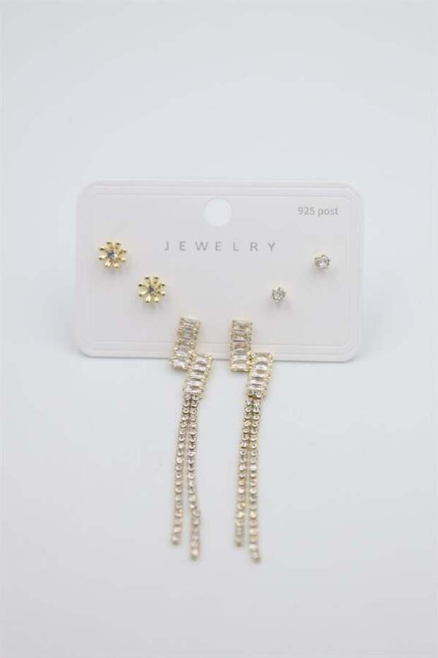 مجموعة أقراط متعددة - ذهبي - 2