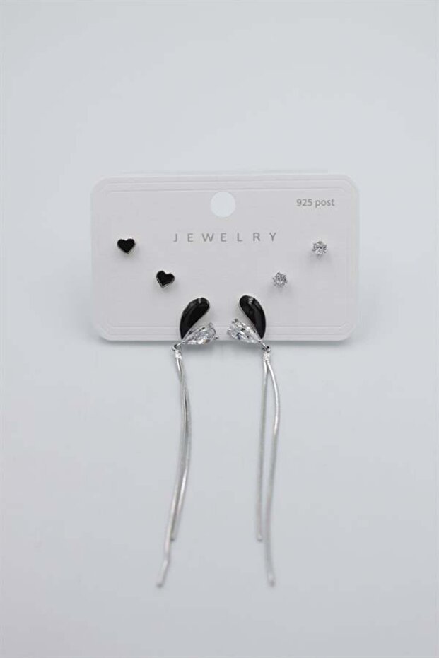 مجموعة متعددة من الأقراط - فضية - 1