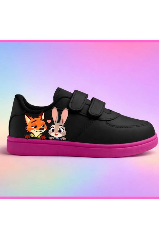 Black Pink Sweet Police Animal Girl Printed Girls' and Boys' Sports Shoes Sneaker