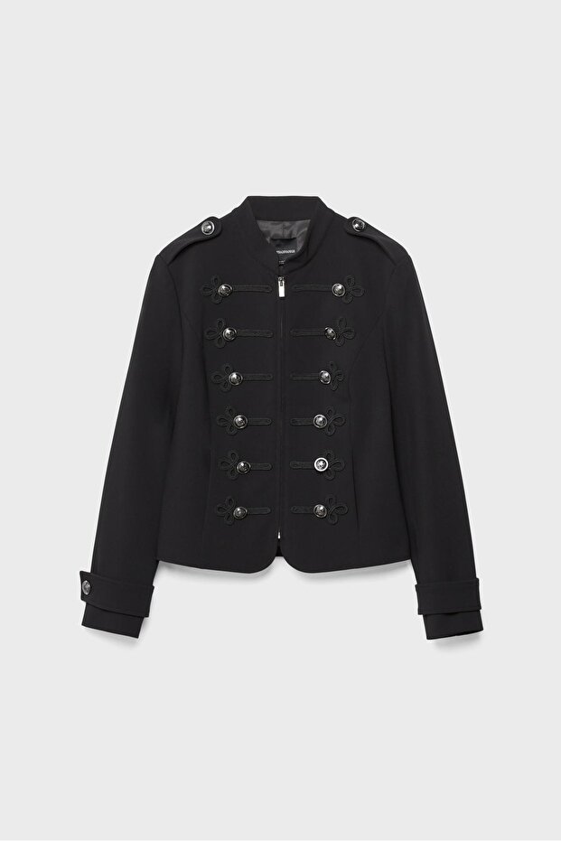 İşlemeli düğmeli blazer ceket - 2