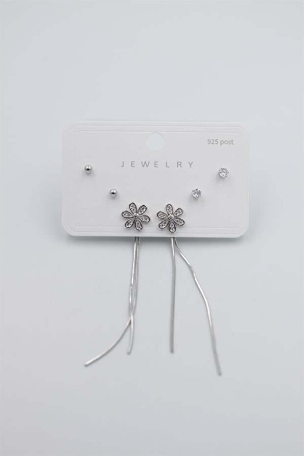 مجموعة متعددة من الأقراط - فضية - 2