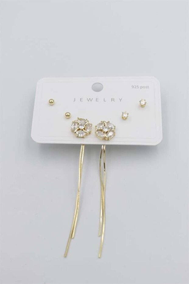 مجموعة أقراط متعددة - ذهبي - 2