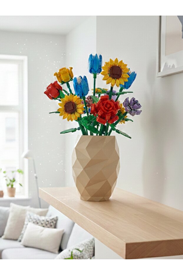 Lego Flower Compatible Gift Vase Cobalt (Flowers Not Included)