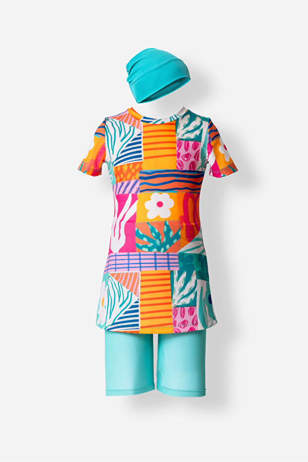 Amaya Short Sleeve Children's Swimsuit with Tights 1914
