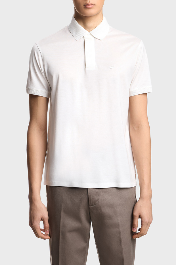 Cotton Blend Regular Fit Logo Short Sleeve Buttoned Polo Men's Polo Em004588 Af1001
