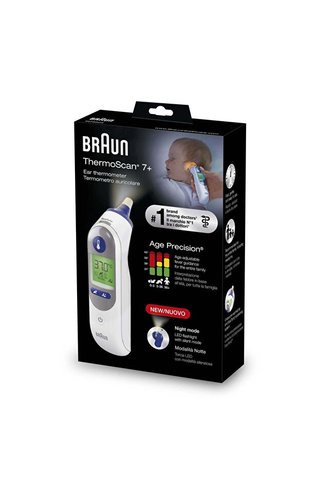 ThermoScan 7 Plus Digital Ear Thermometer - White & Blue, IRT6525, 1 Pack