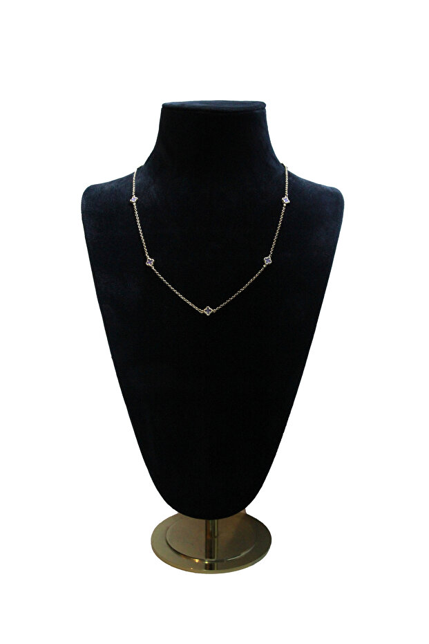 ALTIN KOLYE 5'Lİ YONCA MOR RENK - 4