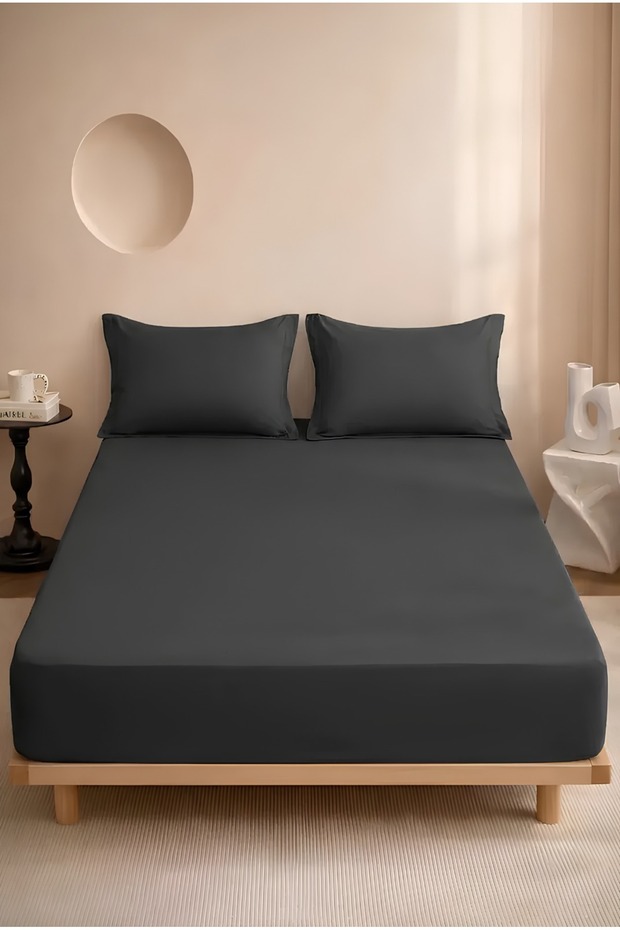 100% Cotton Elastic Sheet Set – 2 Flounce Pillowcases