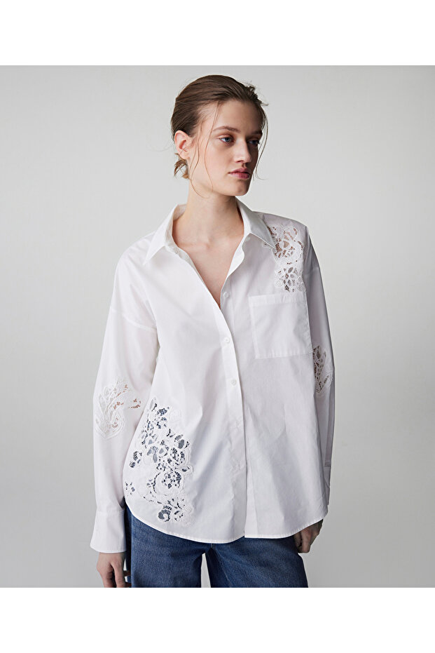 Nakışlı poplin gömlek - 2