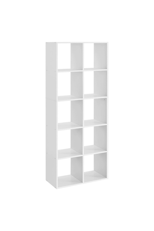VASAGLE 10 Cube Storage Bookcase - Room Divider Shelf and Organizer for Office and Home - White