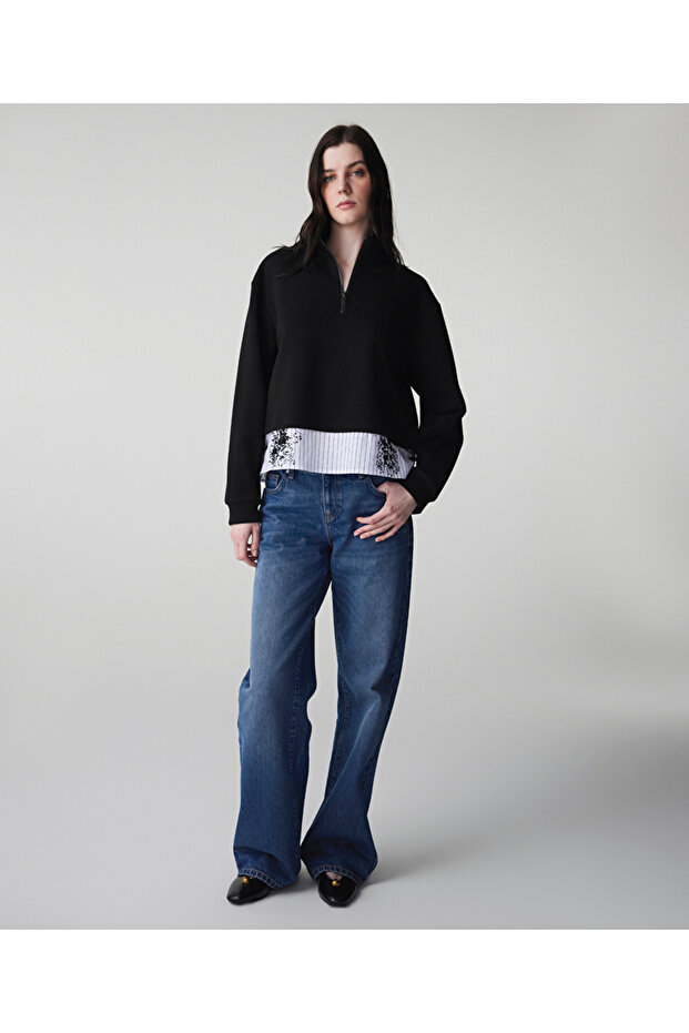 Çift parça görünüm sweatshirt - 5