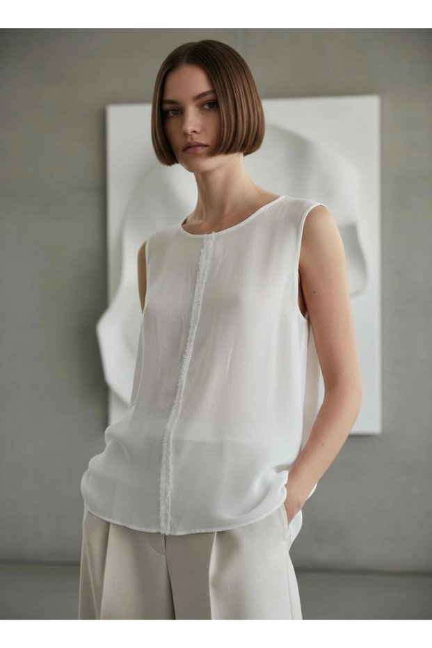 Double Layer Sleeveless Voile Shirted Cloth Blazer
