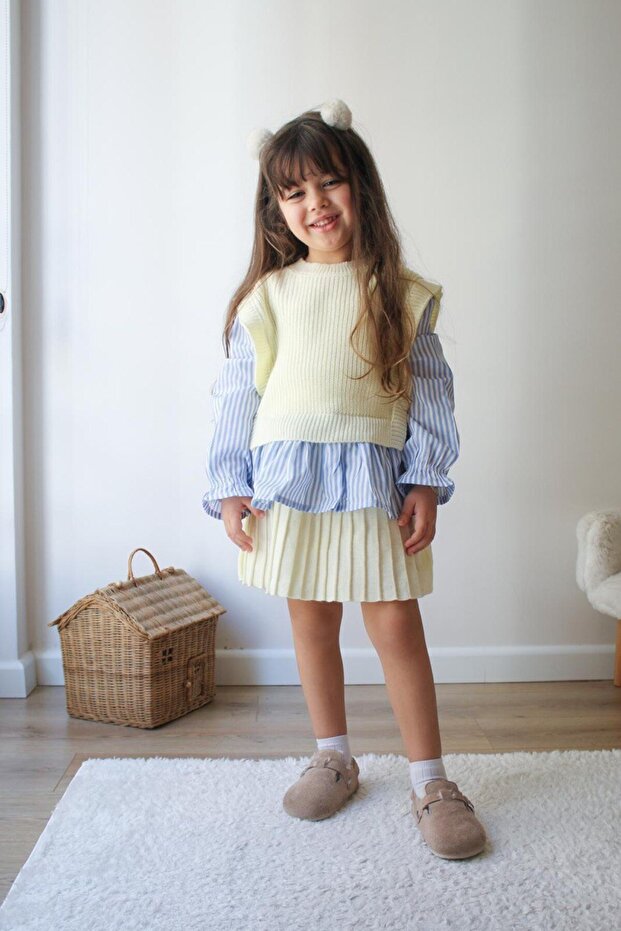 Girls' Skirted Shirt Knit Set-T-1022-JLB-002