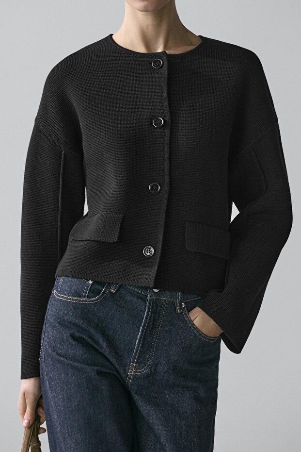 Pamuklu triko hırka - 3