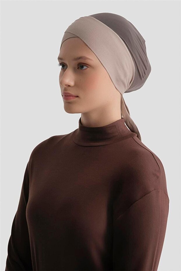 Tüllü Çapraz Bone AÇIK VİZON - 2