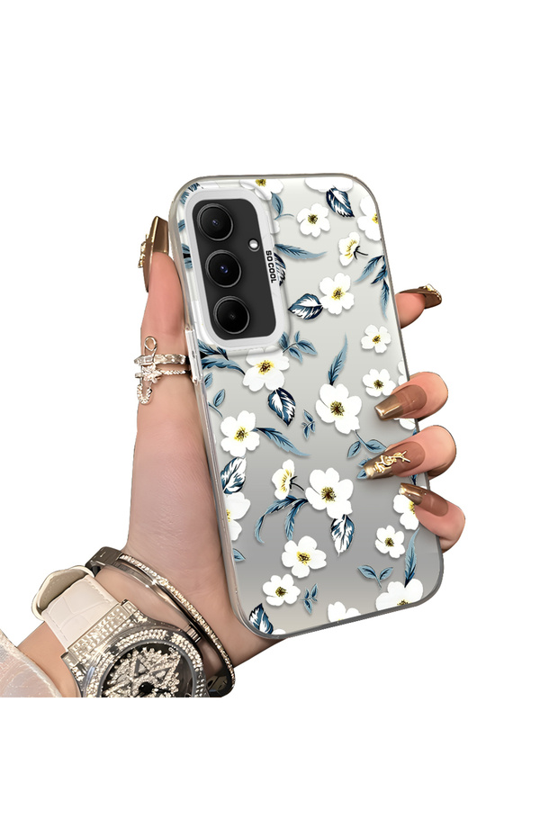 Samsung Galaxy A55 Compatible Hard Acrylic Back Silicone Edge Lens Protection Case