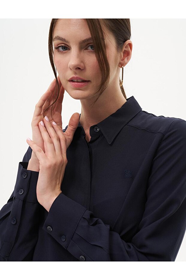 %100 Viskon Basic Tunik Lacivert 21519 - 1