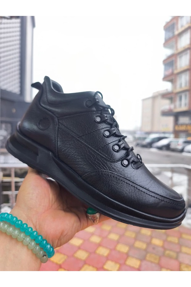 Voyager Zipper Lace-Up Boots Winter Black 4509 Genuine Leather Men's Sneakers Trekking Shoes