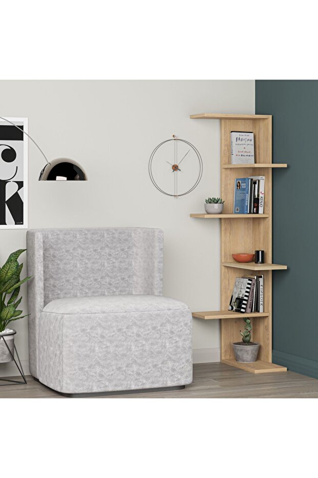 Saso Corner Bookcase - Oak/Oak
