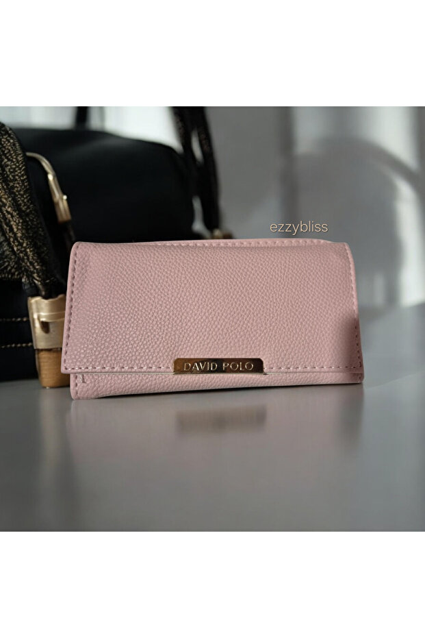 Ezzybliss Women's Pink Faux Leather Multi-Compartment Stylish Design Wallet Card Holder