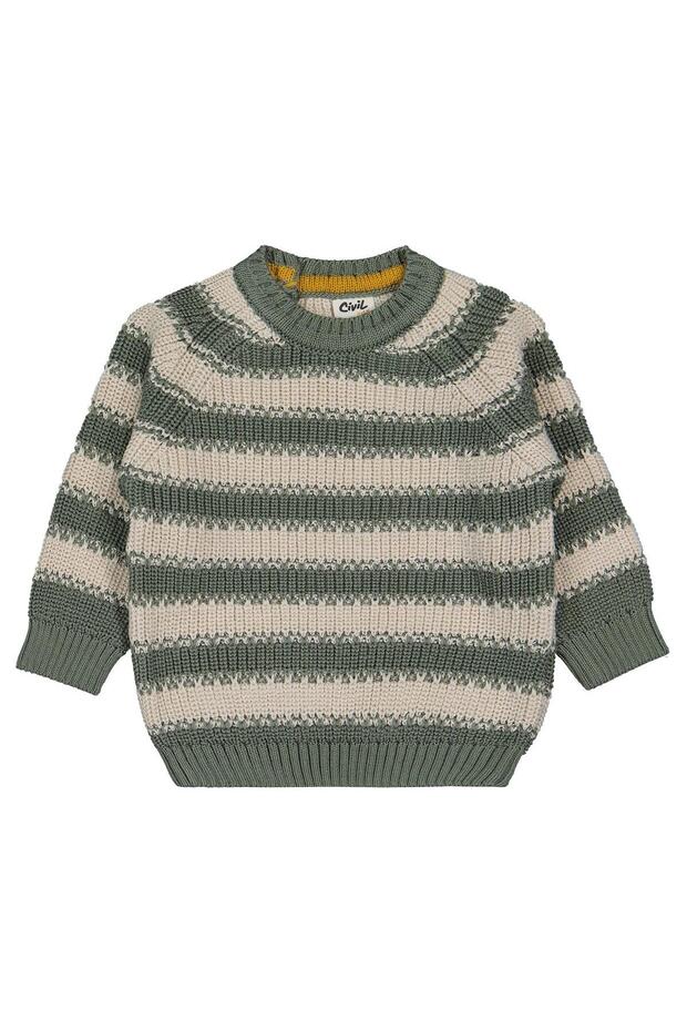 Elvi Striped Sweater 6-18 Months - Khaki 12-18 Months