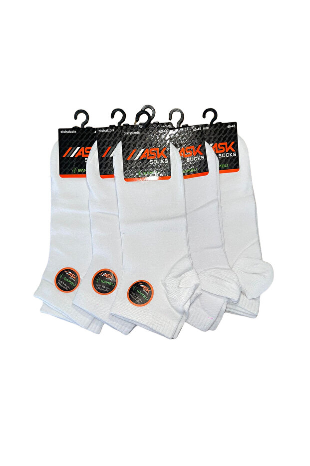Men's 6-Piece Bamboo White Seamless Booties Socks