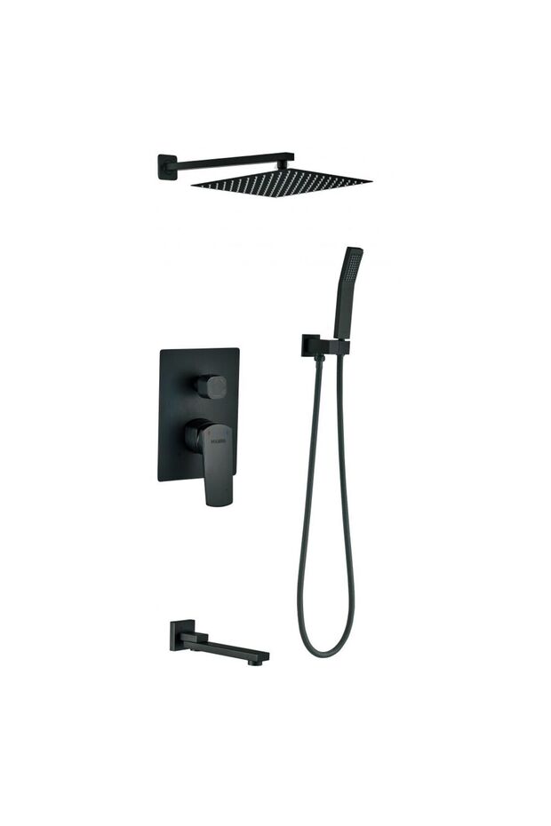 Plus Yana Three Way Concealed Rain Shower Set - Matt Black Brass Finish Bathroom Shower