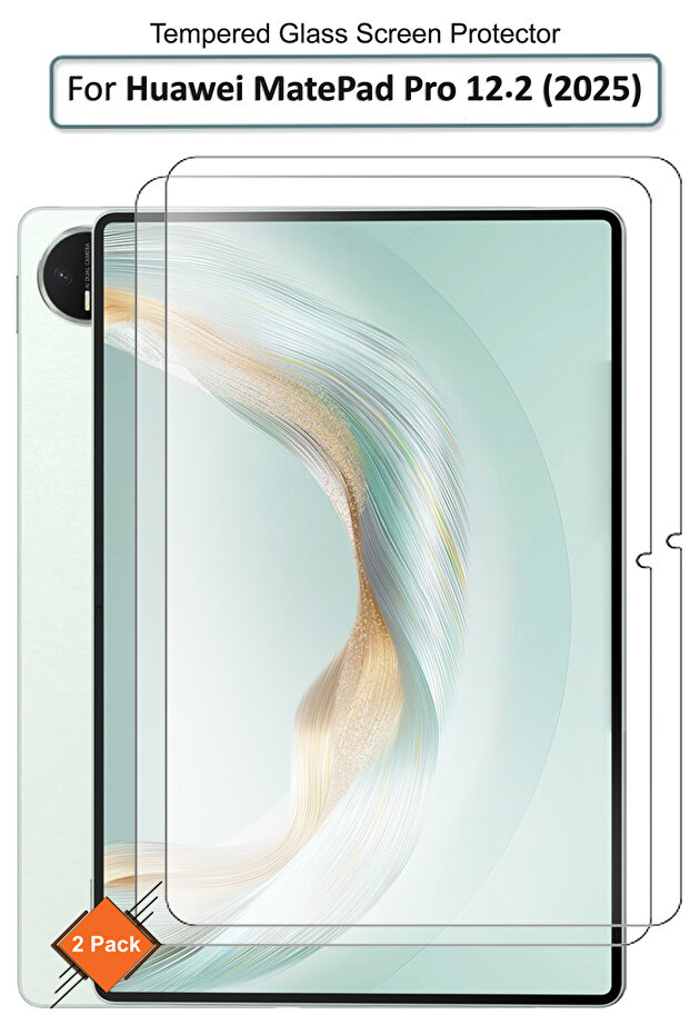 عبوة من قطعتين من واقي شاشة زجاجي مقوى ممتاز لجهاز هواوي ميت باد برو 12.2 (2025)